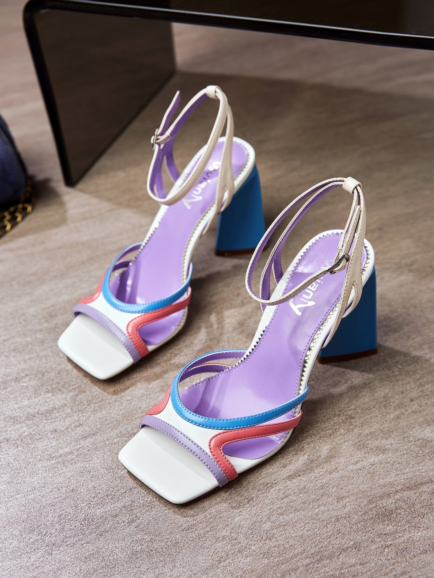 Alice 92 Multicolored Strappy Stiletto Heels - Vivianly Shoes -