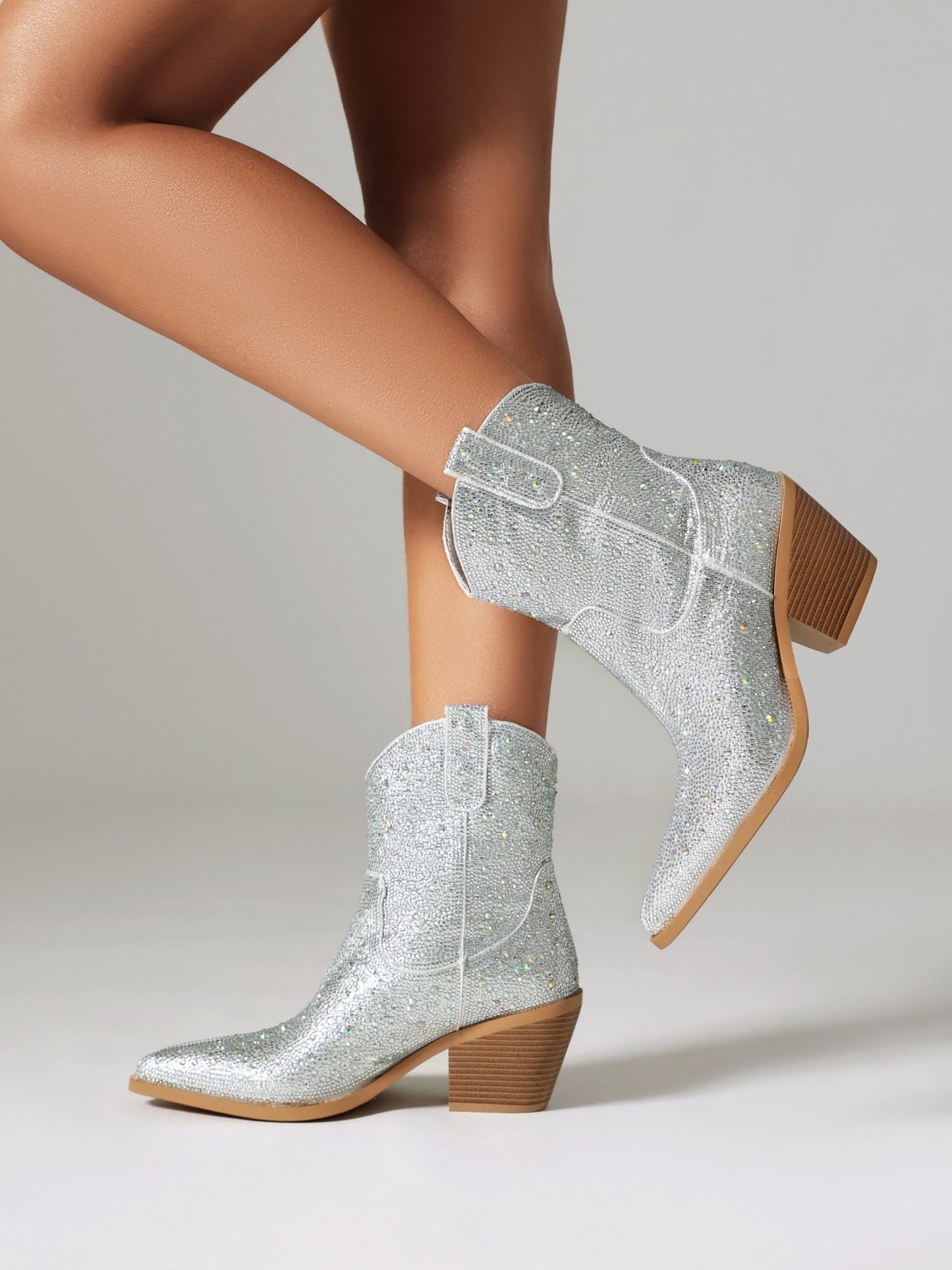 Clarie 70 Glitter Mid Calf Boots - Vivianly Shoes - Ankle Boots