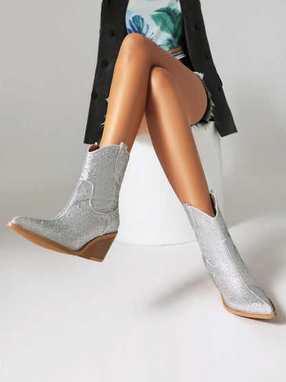 Clarie 70 Glitter Mid Calf Boots - Vivianly Shoes - Ankle Boots