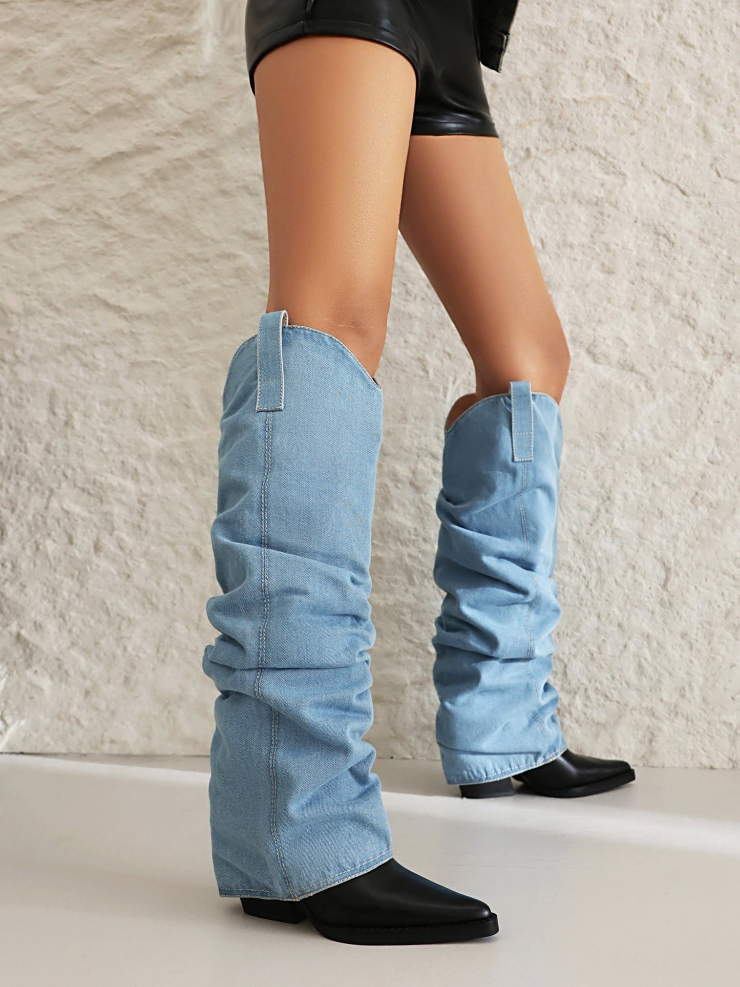 Dana 80 Denim Cowboy Boots - vivianly | Shoes Handcrafted with Love - Knee High Boots