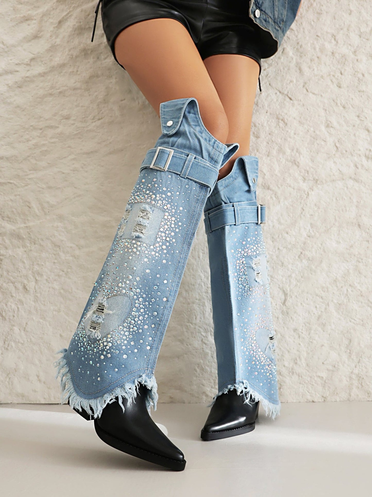 Dana 80 Denim Cowboy Boots - vivianly | Shoes Handcrafted with Love - Knee High Boots