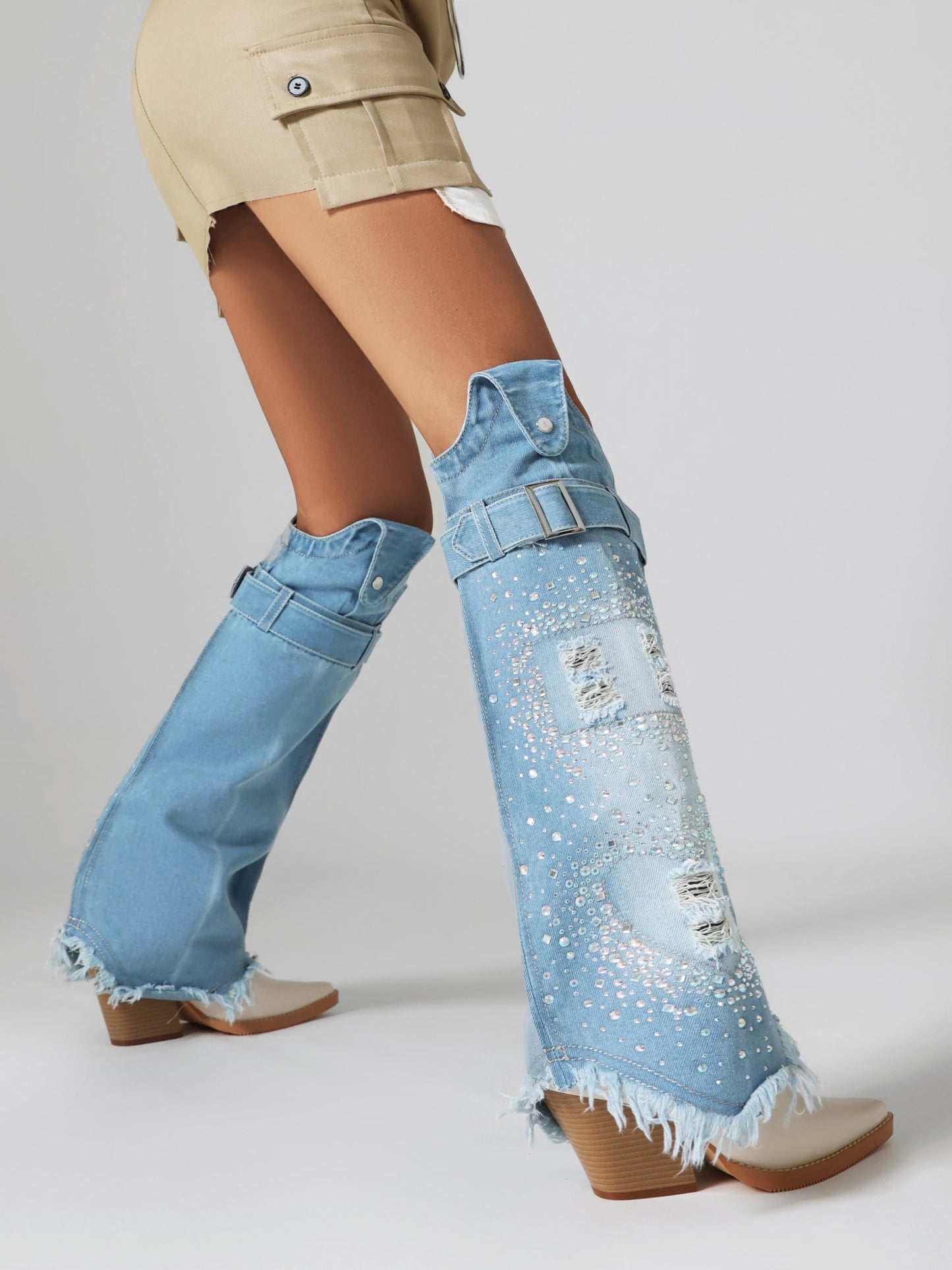 Dana 80 Denim Cowboy Boots - vivianly | Shoes Handcrafted with Love - Knee High Boots