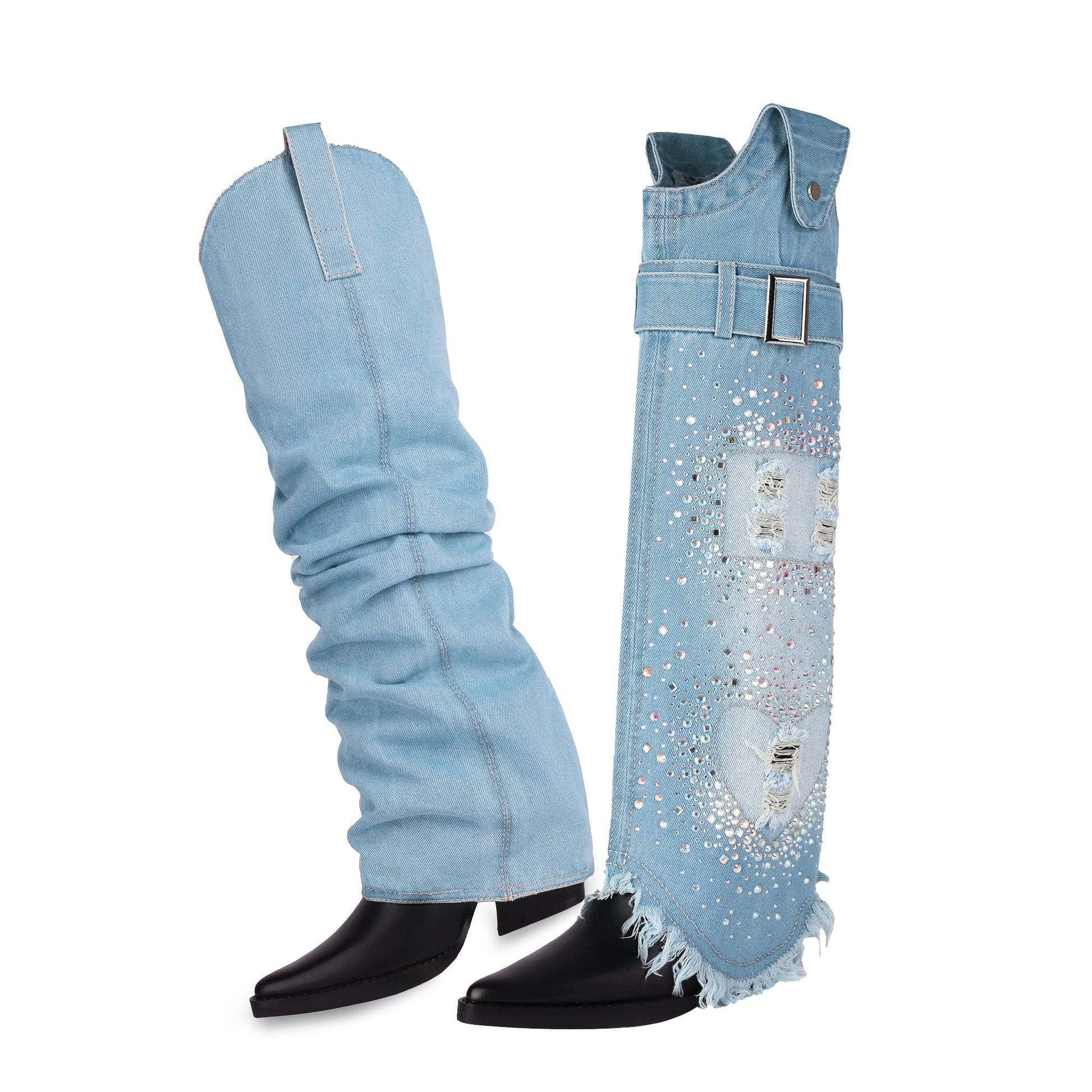 Dana 80 Denim Cowboy Boots - vivianly | Shoes Handcrafted with Love - Knee High Boots