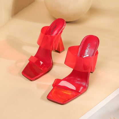 Donna 105 High Block Heels - Vivianly Shoes - Chunky Heels