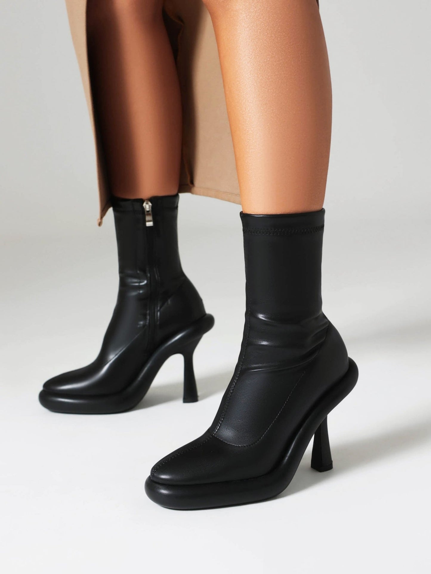 Elana 90 Mid - Calf Stiletto Boots - Vivianly Shoes - Ankle Boots