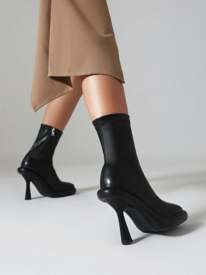 Elana 90 Mid - Calf Stiletto Boots - Vivianly Shoes - Ankle Boots