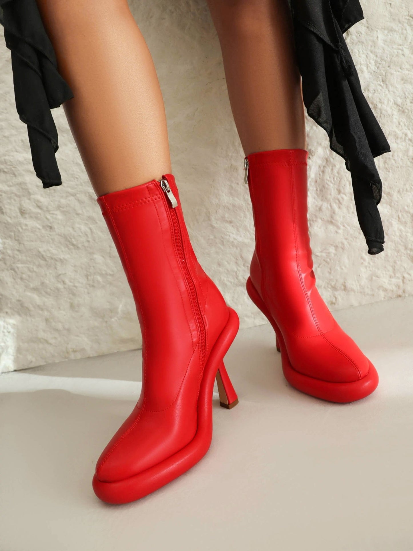 Elana 90 Mid - Calf Stiletto Boots - Vivianly Shoes - Ankle Boots