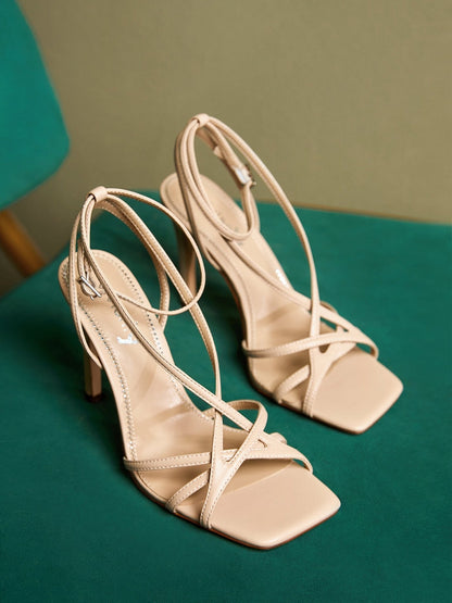 Esme 100 Crisscross Strappy Stiletto Heels - Vivianly Shoes -