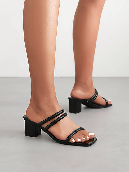 Juliet 55 Strappy Chunky Heel Sandals - Vivianly Shoes -