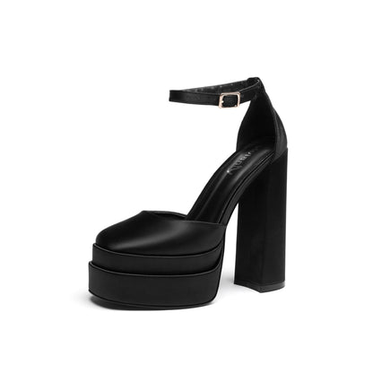 Katarina 120 Chunky Mary Jane Sandals - Vivianly Shoes - Platform Heels