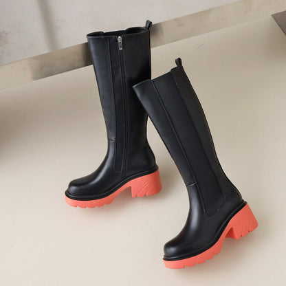 Katrina 49 Block Heel Riding Boots - Vivianly Shoes - Chunky Heels