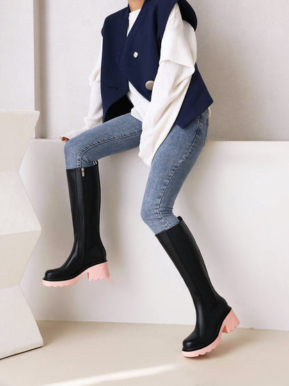 Katrina 49 Block Heel Riding Boots - Vivianly Shoes - Chunky Heels
