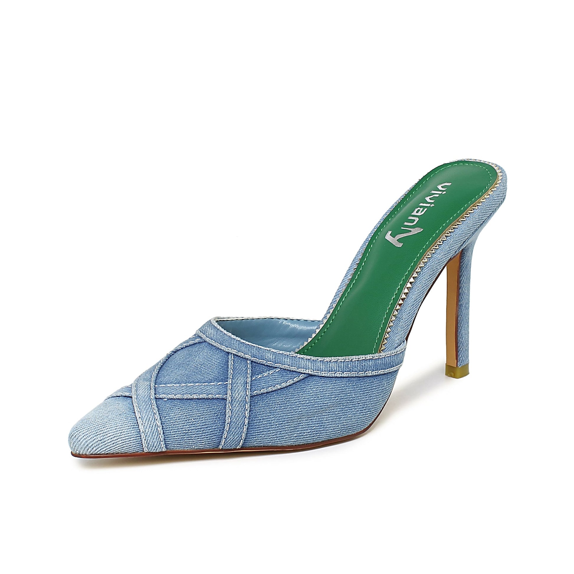 Kelli 98 Denim Pointed Toe Sandals - Vivianly Shoes -