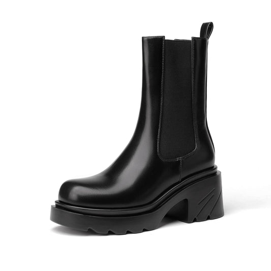 Layla 70 Chunky Heel Chelsea Boots - Vivianly Shoes - Ankle Boots