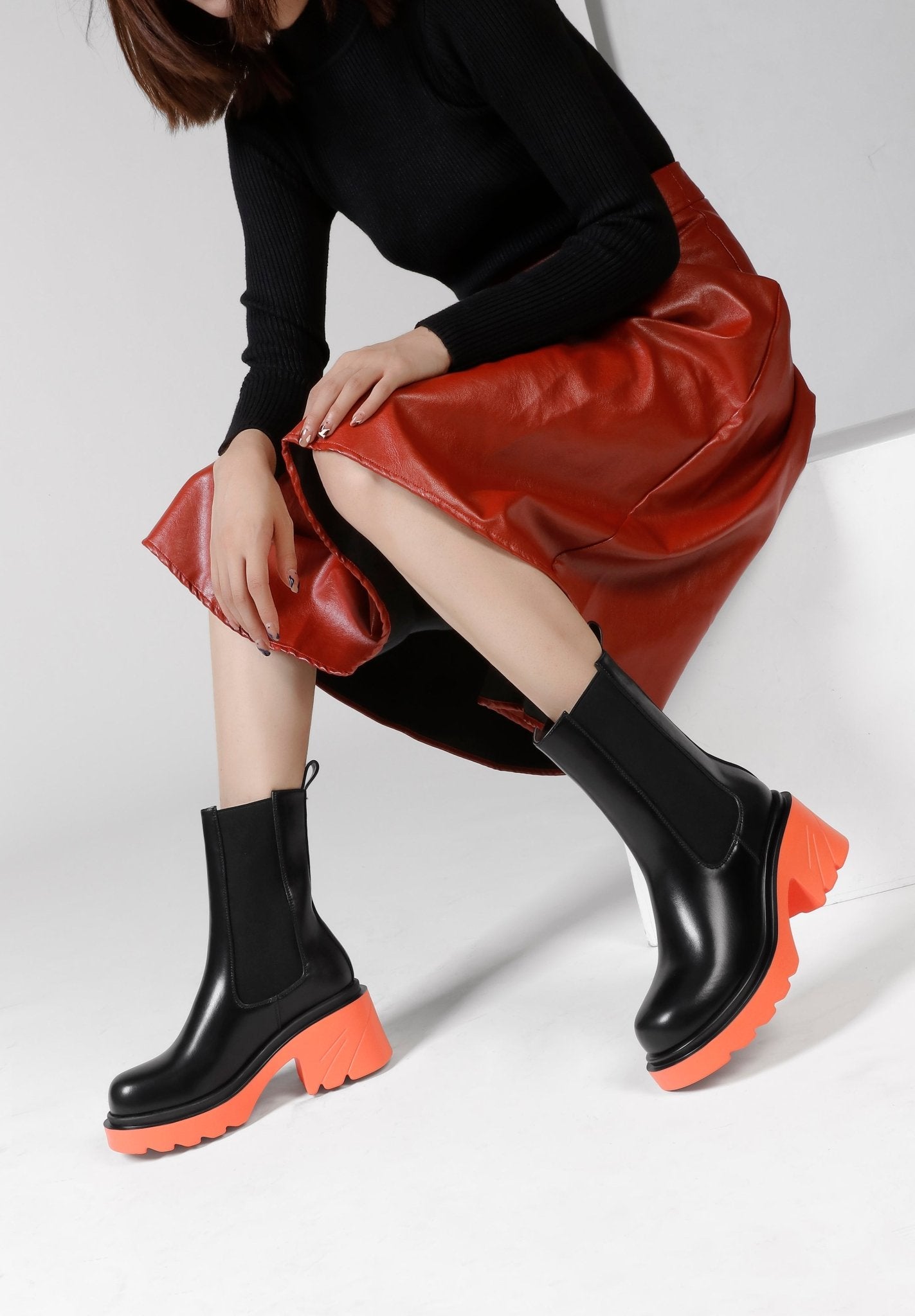 Layla 70 Chunky Heel Chelsea Boots - Vivianly Shoes - Ankle Boots
