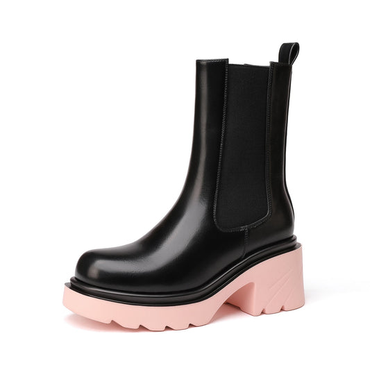 Layla 70 Chunky Heel Chelsea Boots - Vivianly Shoes - Ankle Boots