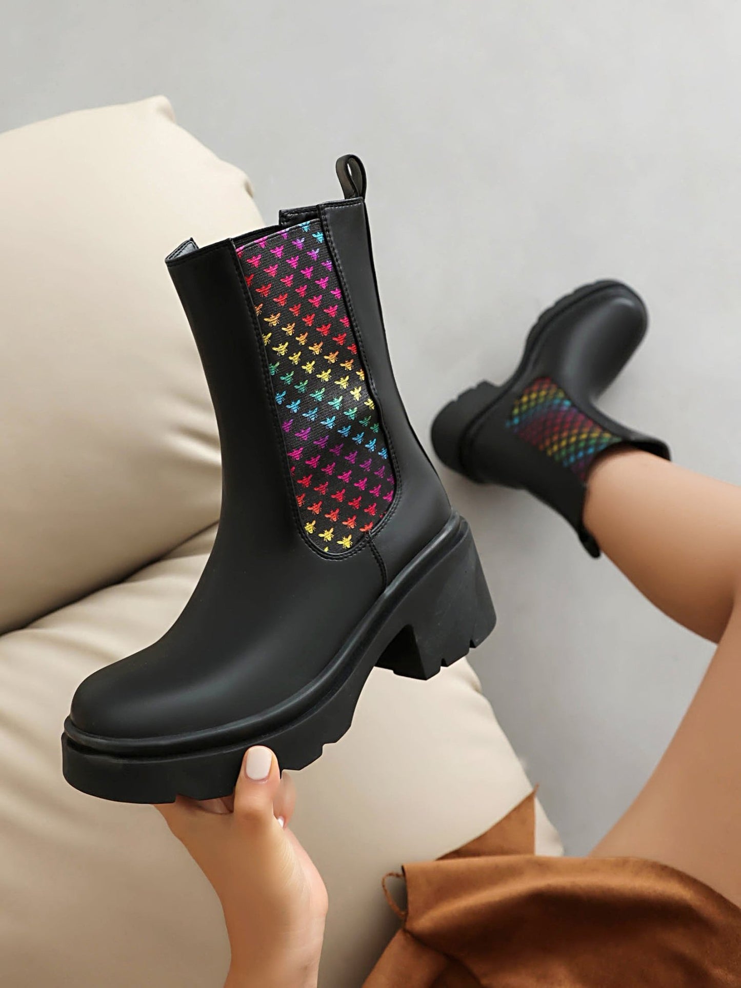 Layla 70 Chunky Heel Chelsea Boots - Vivianly Shoes - Ankle Boots