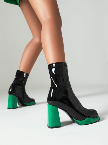 Leigh 90 Chunky Zipper Booties - vivianly | Shoes Handcrafted with Love - Ankle Boots