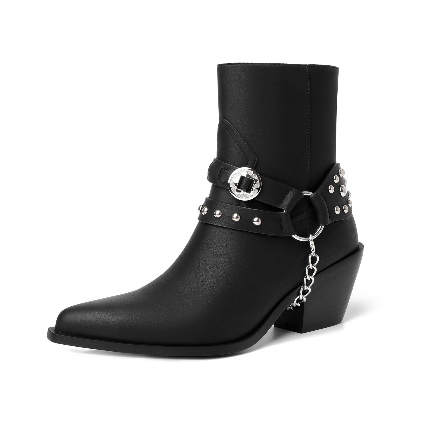 Maria 55 Studded Cowboy Ankle Boots - Vivianly Shoes - Ankle Boots