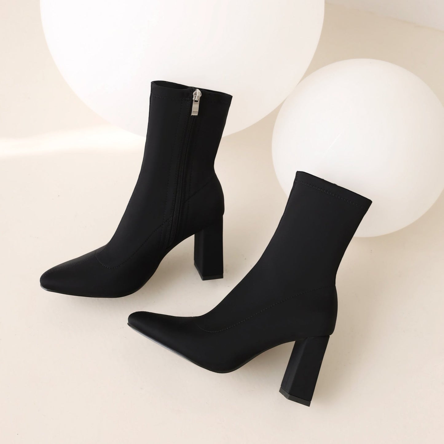 Mina 85 Mid Calf Stretch Booties - Vivianly Shoes - Ankle Boots