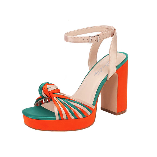 Olivia 107 Strappy Platform Heel Sandals - Vivianly Shoes - Chunky Heels