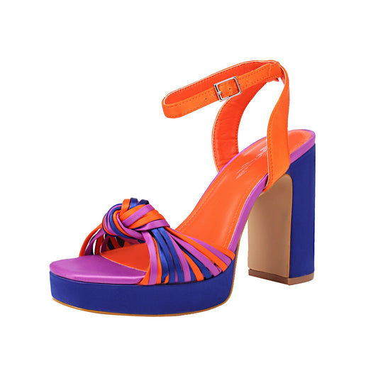 Olivia 107 Strappy Platform Heel Sandals - Vivianly Shoes - Chunky Heels