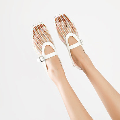 Perri Mesh Ballerina Flat Shoes - vivianly | Shoes Handcrafted with Love - Flats