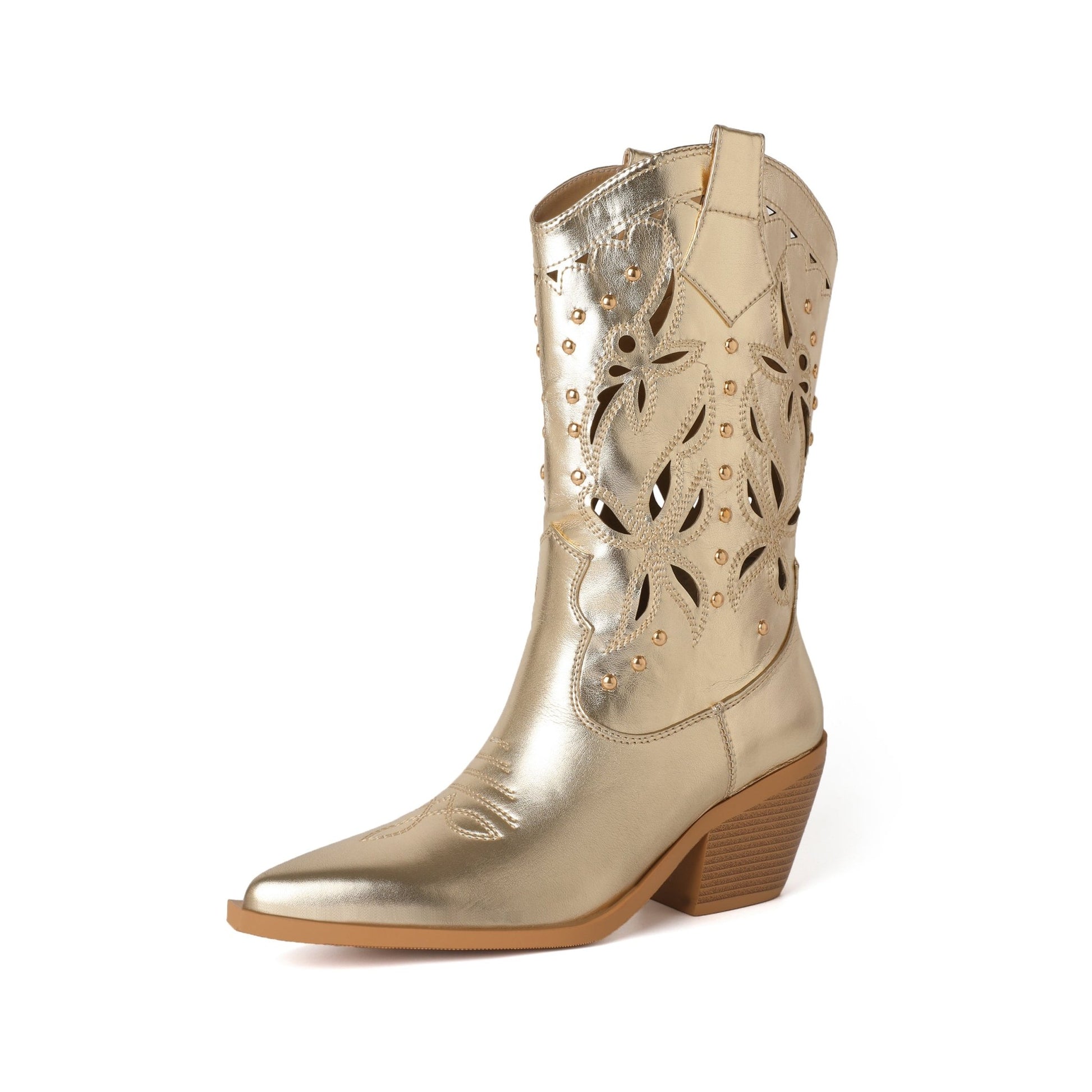 Shania 68 Metallic Cowboy Boots - Vivianly Shoes - Ankle Boots