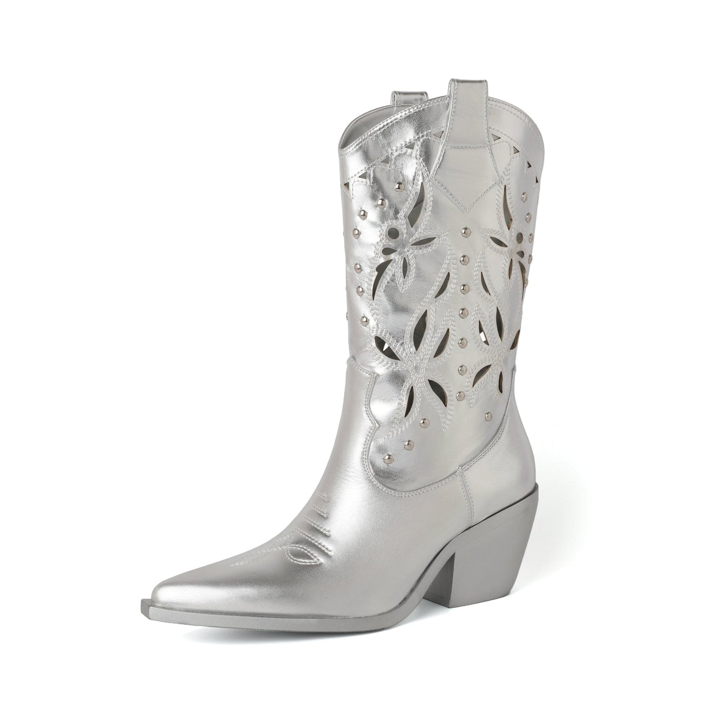 Shania 68 Metallic Cowboy Boots - Vivianly Shoes - Ankle Boots