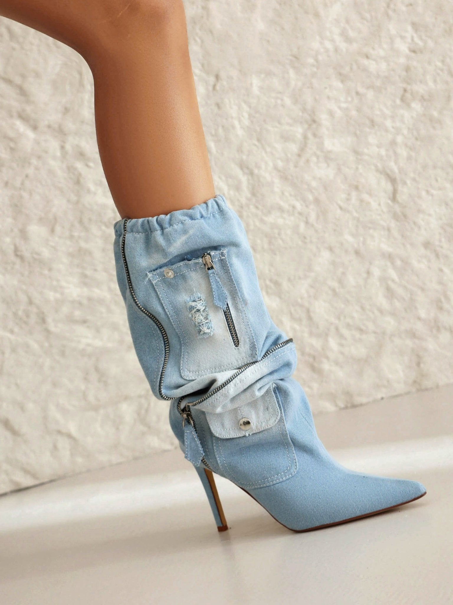 Sydney 95 Denim Cowboy Stilettos Gray 6